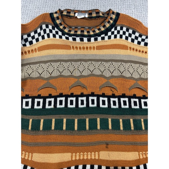 Vintage Arielle Sweater Coogi Style Geometric Knit Earth Tone 3D Knit Womens Med - Picture 4 of 15